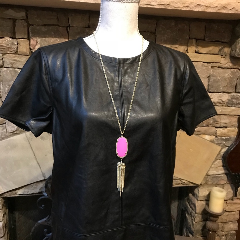 NWOT LOFT Petite Faux Leather Blouse Top Large - Picture 2 of 7
